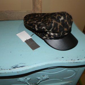 Vince Camuto Military Leopard Wool Blend Hat Womens